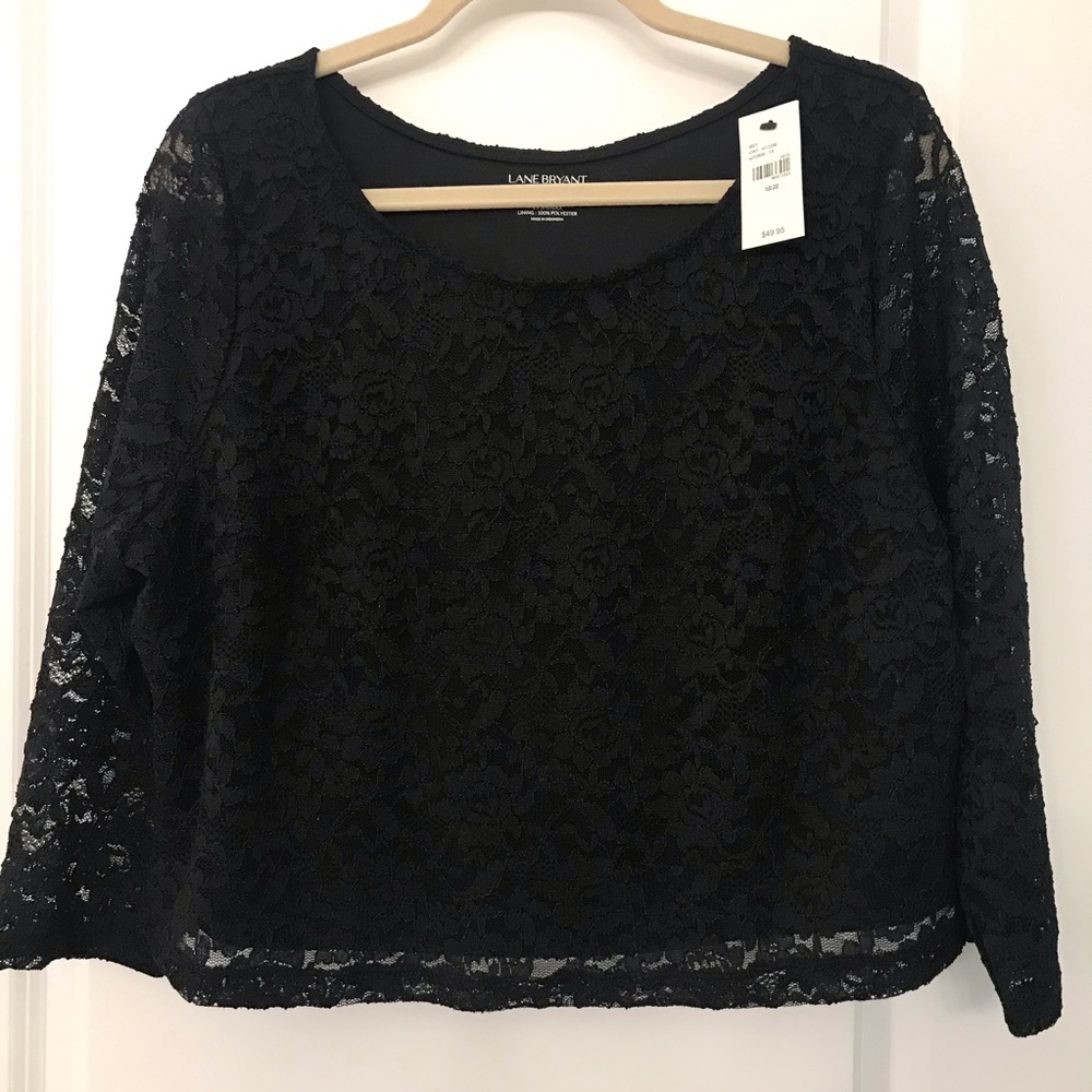 NWT Lane Bryant black lace crop top